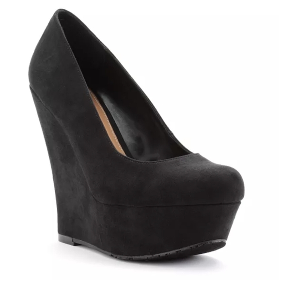 G21 platform wedges black faux suede size 9 - Picture 1 of 9